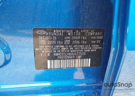 2017 Hyundai Elantra Gt from USA, damaged, VIN KMHD35LH6HU377939